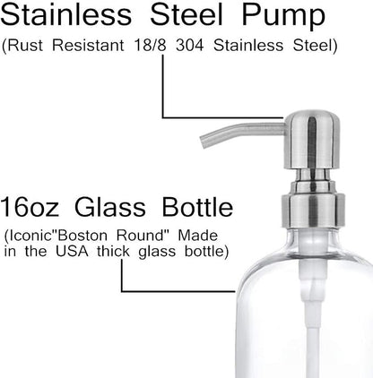 2 Pack Thick Clear Glass Pint Jar Soap Dispenser - Image 3