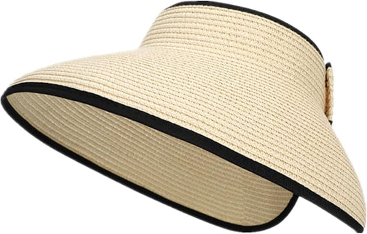 Womens Sun Visor Hat Straw Sun Visors for Women Summer Packable Ponytail Beach Hats for Women Travel