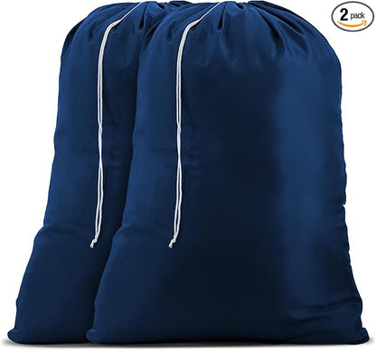 Handy Laundry Nylon XL - Large Capacity with Locking Drawstring, Machine Washable, Fits Laundry Baskets or Hampers, Holds 3 Loads of Clothes - Navy Blue (Pack of 2)