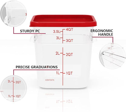 4 Pack 4 Quart Square Clear Food Storage Containers - Image 5