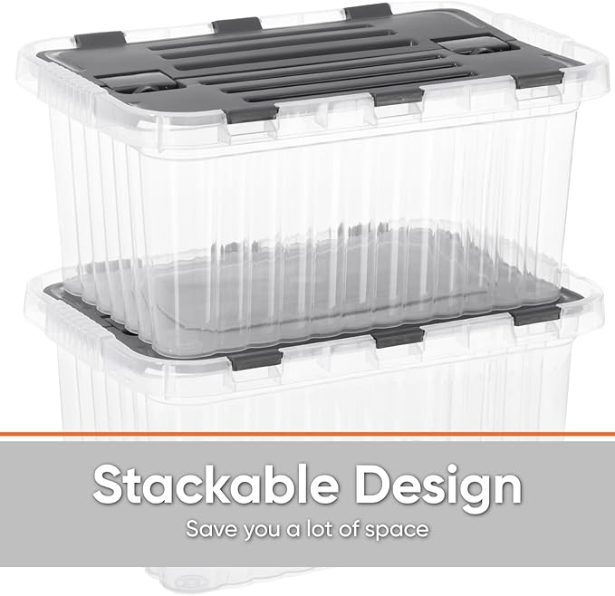 Superio Storage Bins with Lids, Stackable Totes, BPA Free, Odor Free, Organizer - Image 3