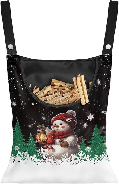 Snowman Clothes Pin Hanging Bag, Large Capacity Clothespin Bag by Unknown