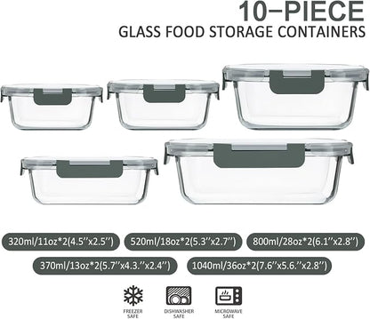 M MCIRCO 10-Pack Glass Food Storage Container - Image 2