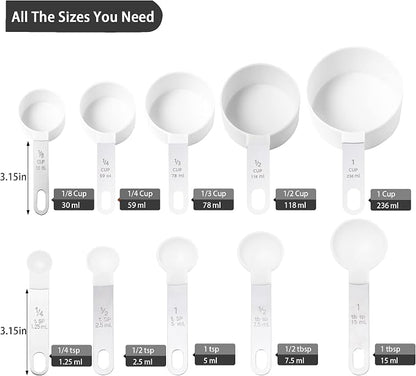 Measuring Cups and Spoons Set of Huygens Kitchen Gadgets 10 Pieces, Stackable - Image 2