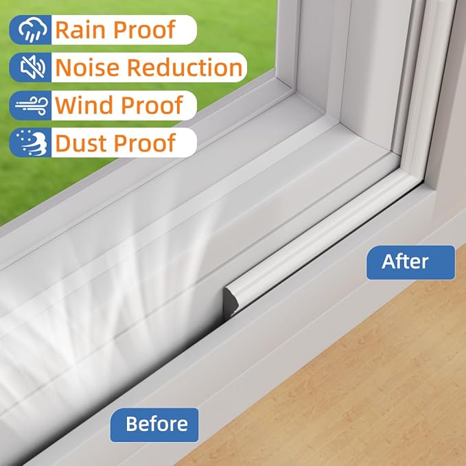 Wedge-Shape Window Weather Stripping Door Frame Seal Strip 118” White, Upgrade - Image 6