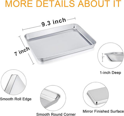 TeamFar Toaster Oven Tray and Rack Set, 9.3’’ x 7’’ x 1’’, Stainless Steel - Image 2
