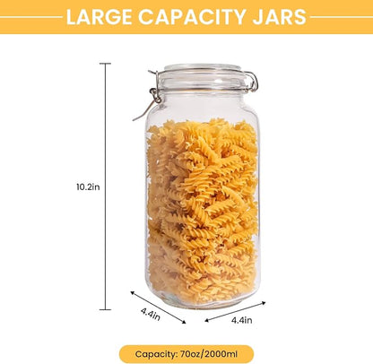 Glass Jars with Airtight Lid, Large Glass Food Storage Jars, 3 Pack Wide Mouth - Image 2
