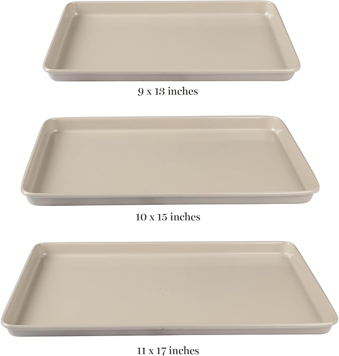 Martha Stewart Gallen 3-Piece Cookie Sheet Set – 13", Ceramic Nonstick - Image 3