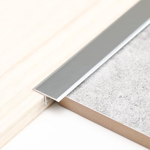 3Pcs Aluminum T Molding Trim & Floor Transition Strips, Flat Divider Strip for Door Threshold and Joining Flooring Gaps of Laminate Planks Tile (2.9Ft x 0.8In, Matte Silver)