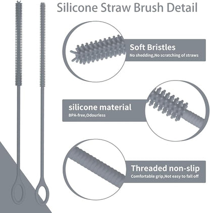 4PCS Silicone Straw Cleaner Brush, Reusable Straw Brush Extra Long - Image 3