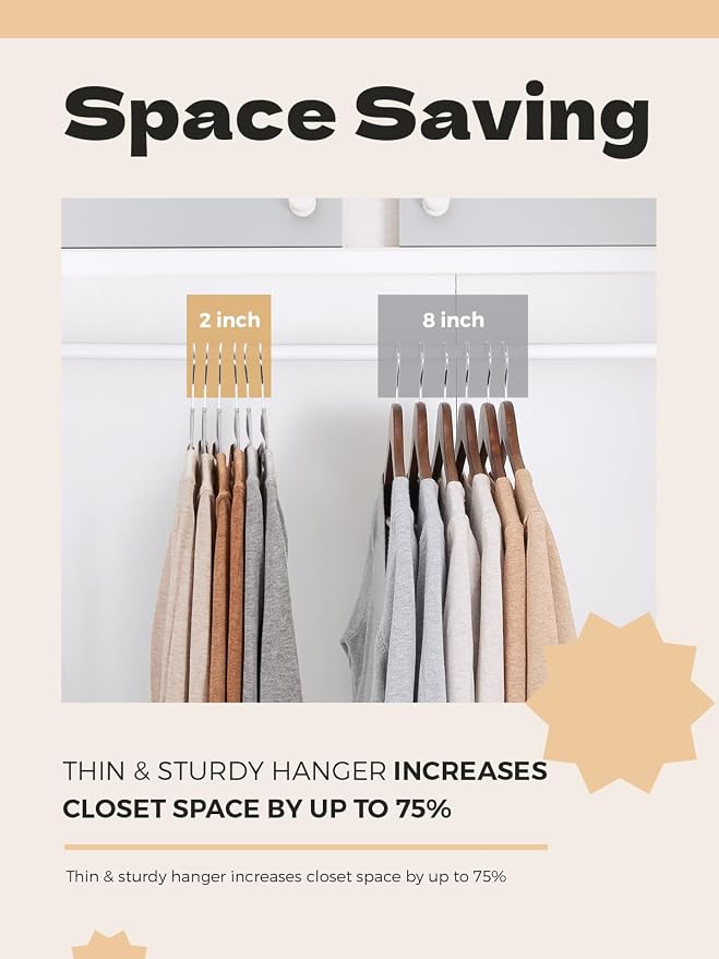 HOUSE DAY Grey Plastic Hangers 50 Pack, Slim Space Saving, Non Slip Hangers - Image 4