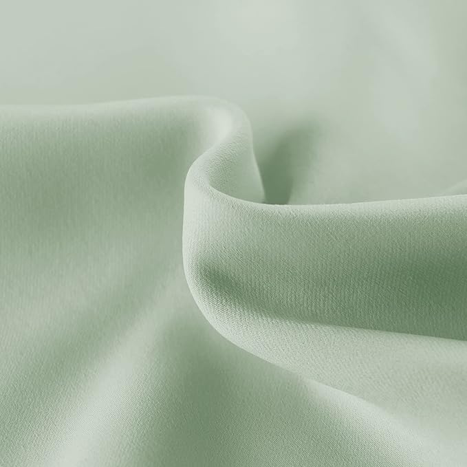 DWCN French Door Curtains – Rod Pocket Thermal Blackout Curtain for Doors with Glass Window, Kitchen and Patio Doors for Privacy, 25 X 40 Inches Long, 1 Curtain Panel with Tieback,Bean Green