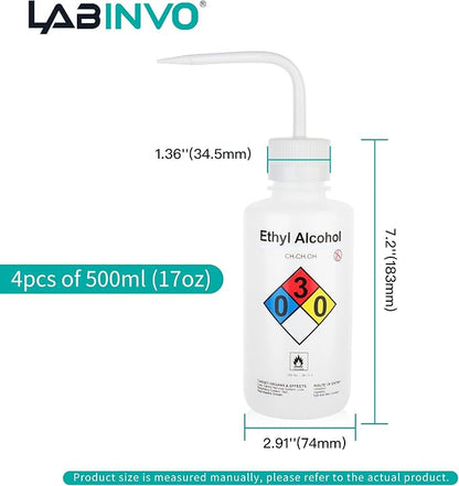 4PCS of Ethyl Alcohol Wash Bottles, Narrow Mouth, Self-Venting Safety Wash - Image 3