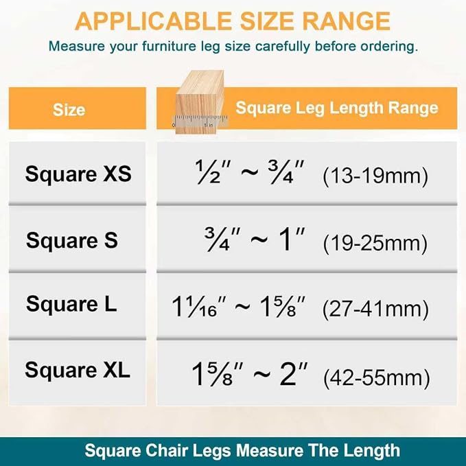 32 Pcs Square Chair Leg Floor Protectors - Image 2