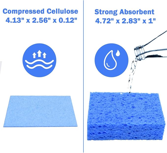 YoleShy 48 Pack Sponges Kitchen Natural Compressed Cellulose Sponges Durable - Image 2