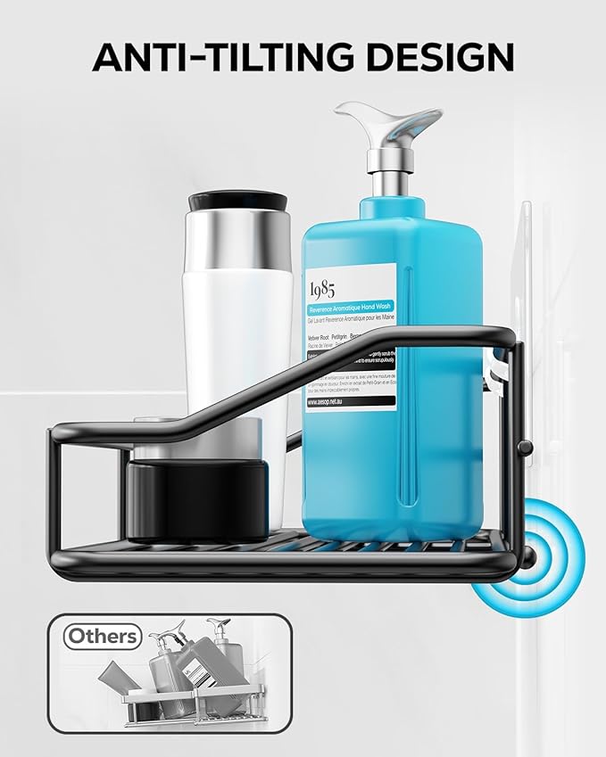 Nieifi Shower Caddy Shelf with Hooks Storage Rack Organizer Adhesive Stainless - Image 6