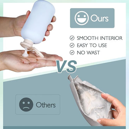 ASEVAT 10oz 4Pcs Plastic Refillable Travel Shampoo & Conditioner Bottles With Flip Cap