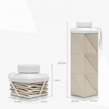 POMKAKA Collapsible Water Bottles 24.3oz(720ml), 2nd Generation Leakproof BPA-Free Travel Water Bottle,Lightweight Reusable Water bottle for Cycling Gym Camping Sports,Champagne White