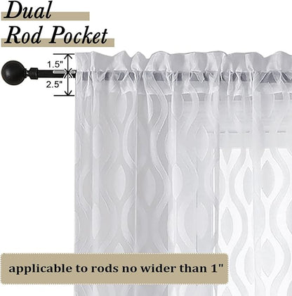 Aiyufeng White Sheer Curtains Tiers 36 Inch Length 2 Panels Set, Airy - Image 4