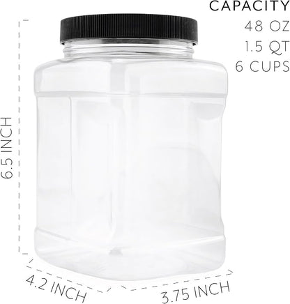 Cornucopia Brands 48oz Square Plastic Jars; Clear Rectangular 6-Cup Canisters - Image 6