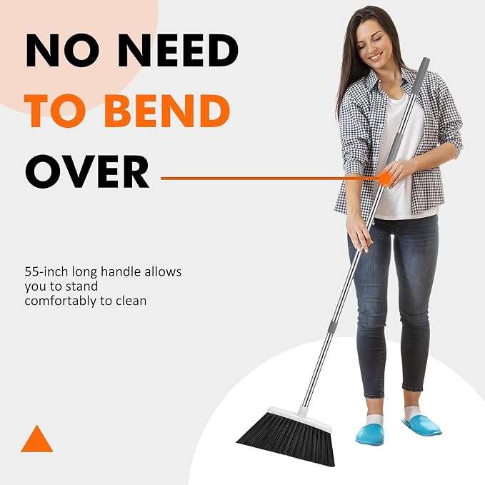 NACENA Heavy Duty Broom, 55 Inch Long Handle Outdoor Large Angle Brooms - Image 3