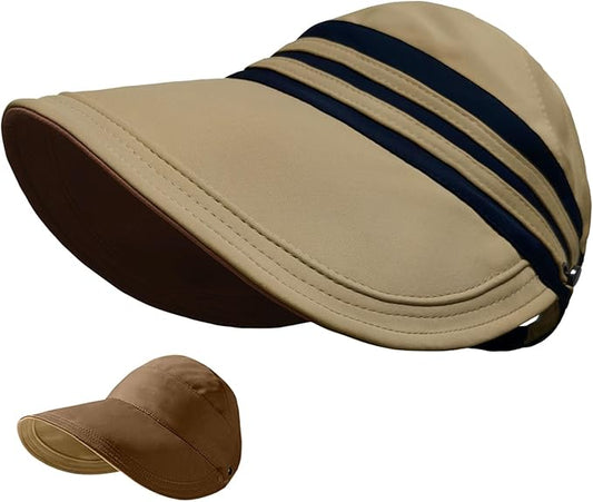 Sun Hats for Womens Wide Brim UV Protection Fishing Hats Packable Reversible Hollow Top Hat with Ponytail Beach Travel Hats