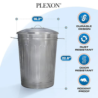 Plexon 13-Gallon Galvanized Steel Round Trash Can - Image 7