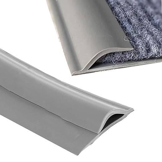 Self Adhesive Carpet Transition Strip with Edge Trim, Designed for Seamless Transitions from Carpet to Tile or Vinyl Floors, Perfect for Doorways.(Gray,10ft)