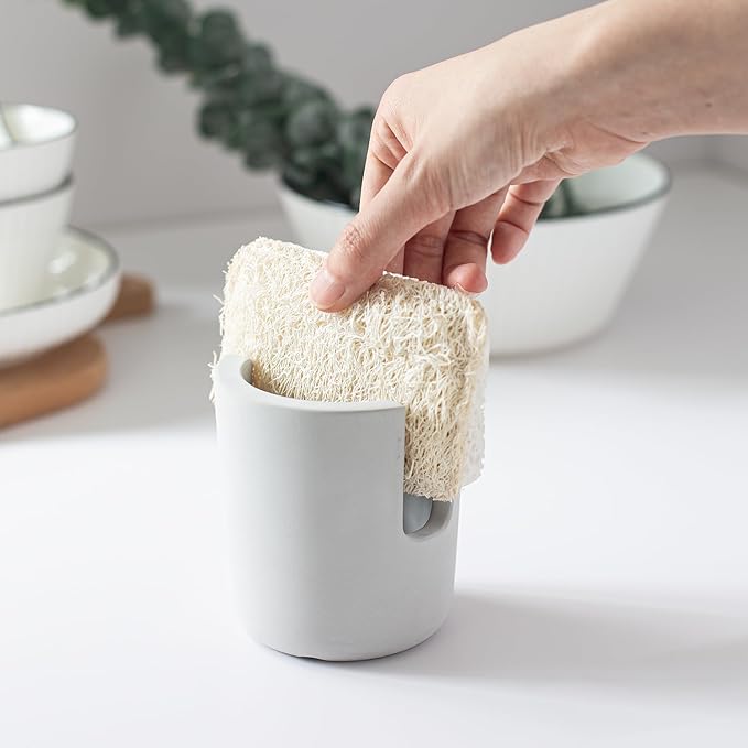 Selegna Diatomite Stone Kitchen Sink Organizer and Drying Caddy - Fast Absorbing, Quick Dry - Light Grey, Large