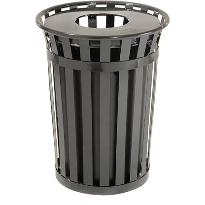 Global Industrial 36 Gallon Outdoor Slatted Steel Round Trash Can by GlobalIndustrial
