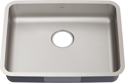 KRAUS Dex 25-inch Undermount 16 Gauge Stainless Steel Single Bowl ADA Kitchen Sink, KA1AS25B
