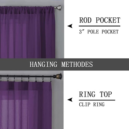Tollpiz Sheer Curtain Linen Textured Living Room Curtains Sheer Light Filtering - Image 5