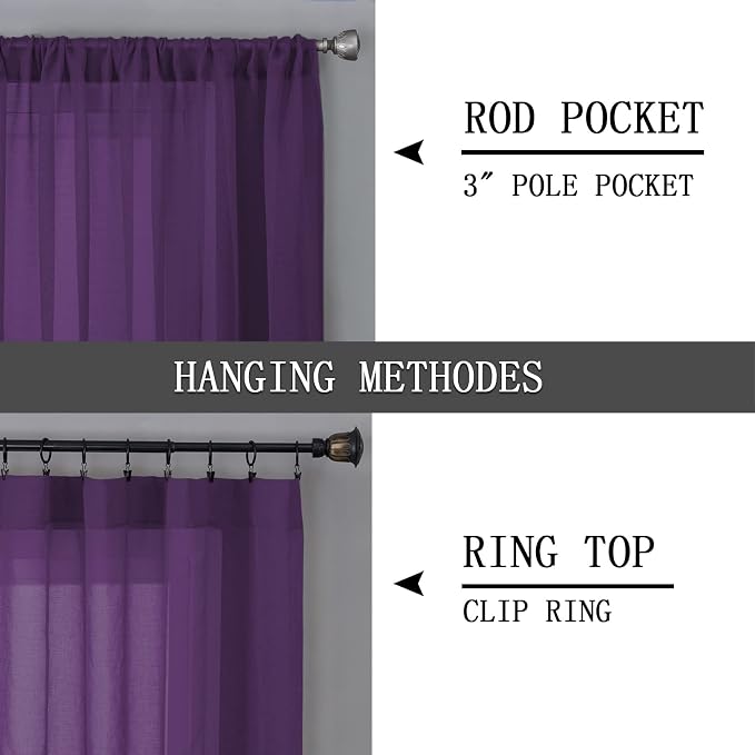 Tollpiz Sheer Curtains Living Room Linen Textured Curtain Sheers Light - Image 5