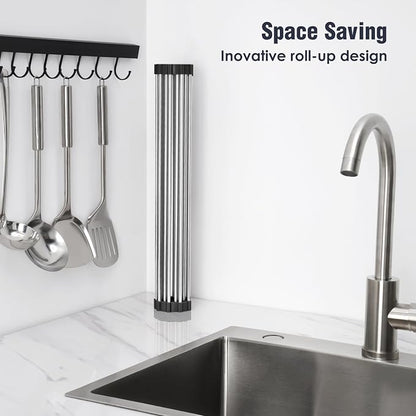 Tomorotec 17.7" x 15.5" Roll Up Dish Drying Rack Over Sink Drying Rack Sink - Image 3