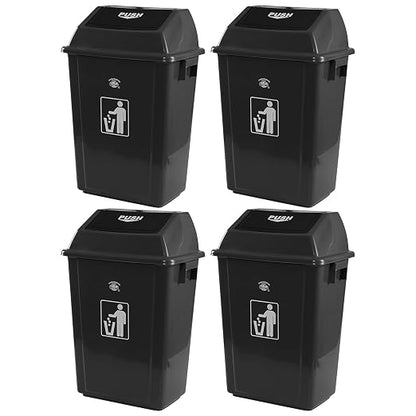 4-Pack 13 Gallon Plastic Swing Top Kitchen Trash Can, Garbage Bin by Nihenok