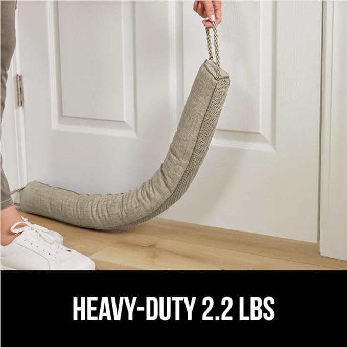 GORILLA GRIP Door Draft Stopper for Bottom of Doors, Weather Stripping Seal Blocks Hot Air, Noise, Bugs, Keeps Cold AC in, Sound Proofing Easy Install Gap Filler, Home Essentials, 38 Inch, Beige