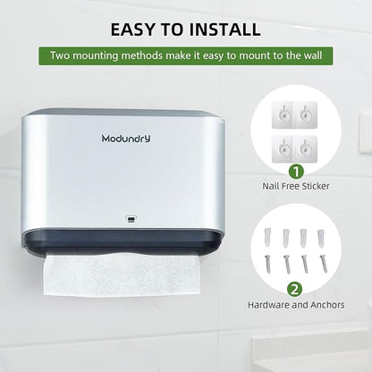 Wall Mount Paper Towel Dispenser, Adhesive No-Drill or Screw Install, Holds 200 - Image 6