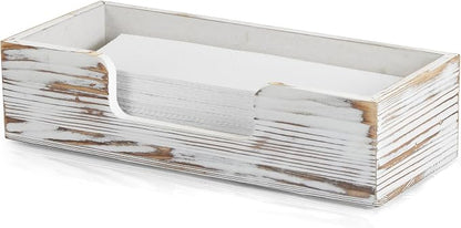 Paper Towel Dispenser Countertop, Retro White Wood Bathroom Paper Towel Holder by Bivvclaz