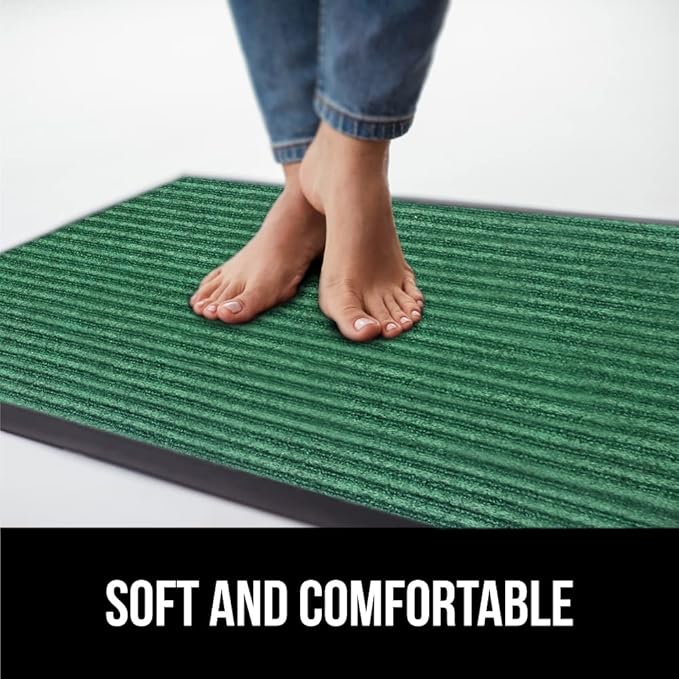 GORILLA GRIP Traffic Guard Door Mat, Heavy Duty Welcome Mats, Commercial Office Space Doormat, Waterproof, Fade Resistant, Strong Rubber Backing, Low Profile, Shoe and Boot Scraper, 29x17, Green