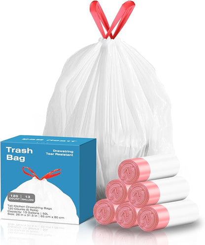 13.2 Gallon Tall Kitchen Drawstring Trash Bags, Leak Proof, Waste Bag - Image 9