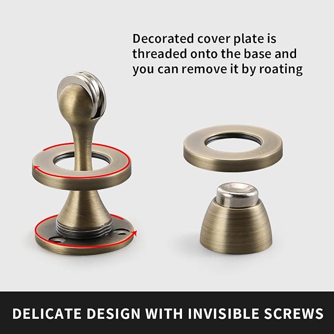 YAGU Magnetic Door Stopper 2 Pack, Zinc Alloy Brushed Bronze Door Stops Door - Image 7