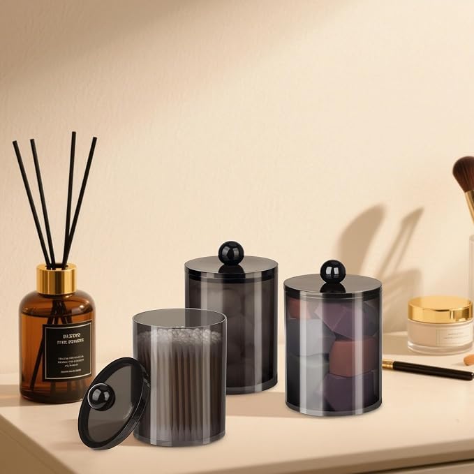XIPENGKEJI 4 Pack Qtip Holder, Canister Apothecary Jar Set, Bathroom Jars - Image 8