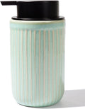 BosilunLife Dish Hand Soap Dispenser - Liquid Pump Soap Dispenser for Bathroom Deco Light Green 12oz Ceramic Kitchen Dish Dispenser with Rust-Proof Liquid Pump Modern Refillable Lotion Bottles