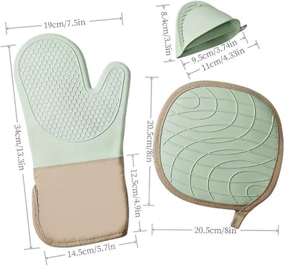 6-Piece Silicone Oven Mitts Set, Heat Resistant Kitchen Gloves - Image 3