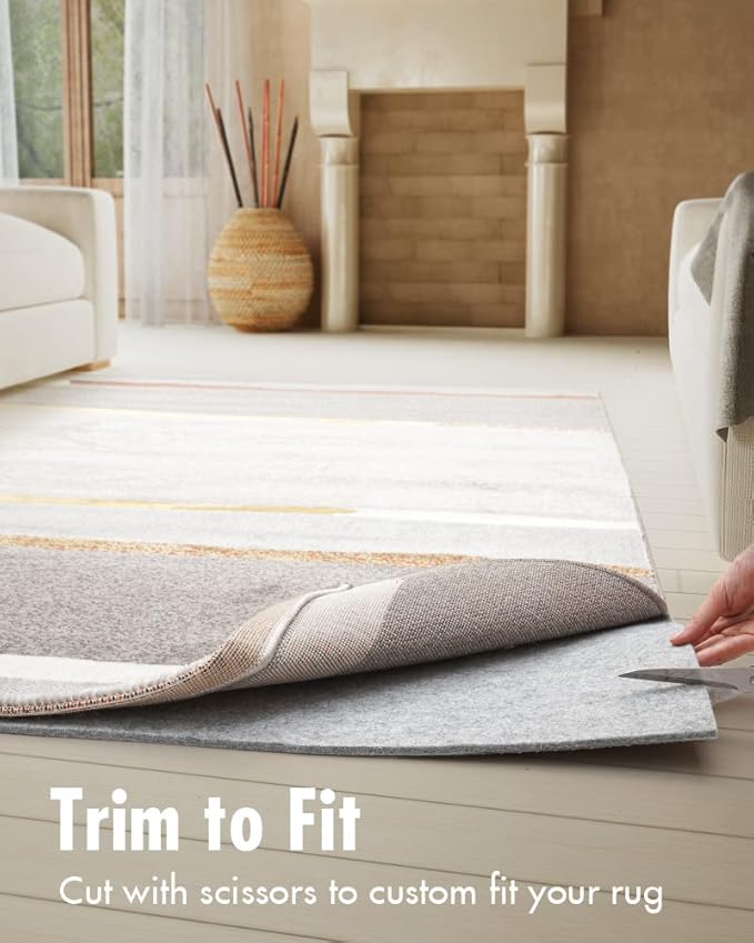 Non Slip Rug Pad Gripper - 2.6x8 Feet 1/8” Extra Thick Felt Under Rug for Runner Rugs and Hardwood Floors,Super Cushioned Non Skid Carpet Padding