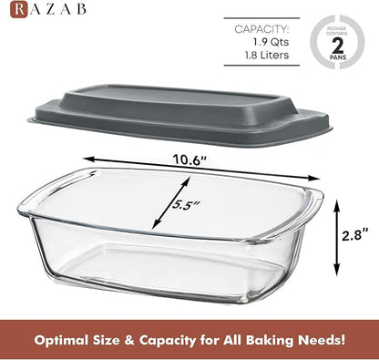 Razab LARGE 7.6 Cups/1800 ML/1.9 Qt Glass Loaf Pan - Image 3