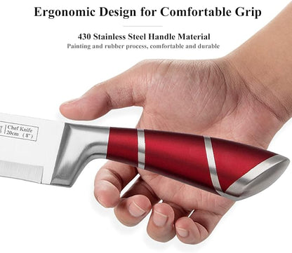 Kitchen Knife Set, 9-Piece Red Kitchen Knife Set - Image 4