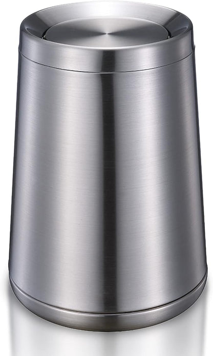 Household Swing Bathroom Trash Can，Brushed Stainless Steel，10 L/3 by BRIEFHUMAN