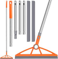 2-in-1 Air Broom, 180° Rotating 54 Inch Adjustable Silicone Rubber Broom Includes 2 Scraping Strips, Sweep and Silicone Tools with Long Handle for Cleaning Bathrooms,Glass,Tiles,Pet Hair