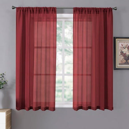 Tollpiz Short Sheer Curtains Linen Textured Bedroom Curtain Sheers Light by Tollpiz